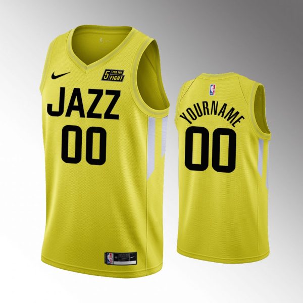 Men Utah Jazz Yellow Icon Edition #00 Custom 2022-23 Swingman Jersey