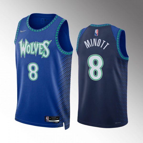 Minnesota Timberwolves Josh Minott 2022 NBA Draft #8 Blue Jersey City Edition Memphis Tigers