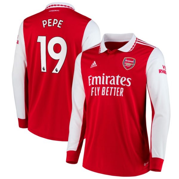 Nicolas Pepe Arsenal 2022/23 Home Replica Long Sleeve Player Jersey - Red