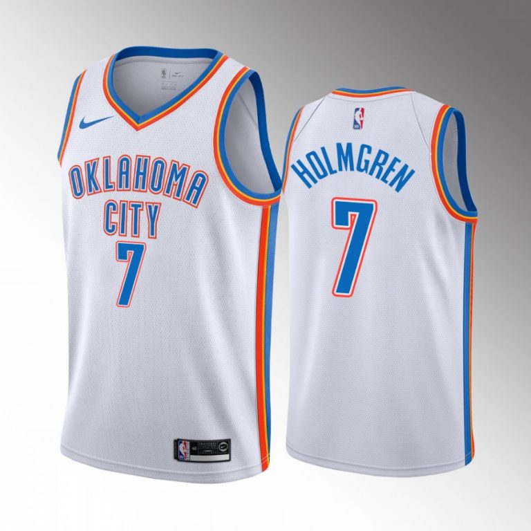 Oklahoma City Thunder Chet Holmgren 2022 NBA Draft Gonzaga Bulldogs White #7 Jersey Association Edition