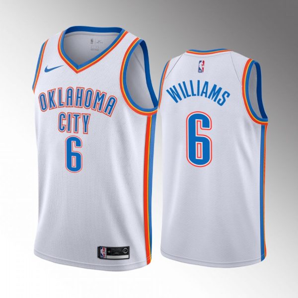 Oklahoma City Thunder Jaylin Williams 2022 NBA Draft #6 White Jersey Association Edition Arkansas Razorbacks
