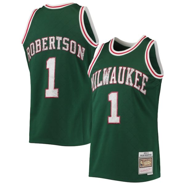 Oscar Robertson Milwaukee Bucks M&N 1996-97 Hardwood Classics NBA 75th Anniversary Diamond Swingman Jersey - Green