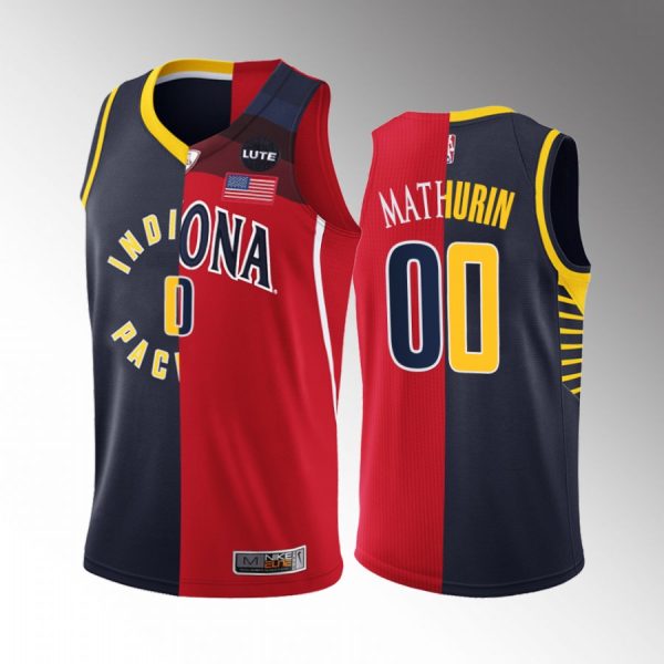 Pacers X Arizona Bennedict Mathurin 2022 NBA Draft #00 Navy Red Jersey Split Edition