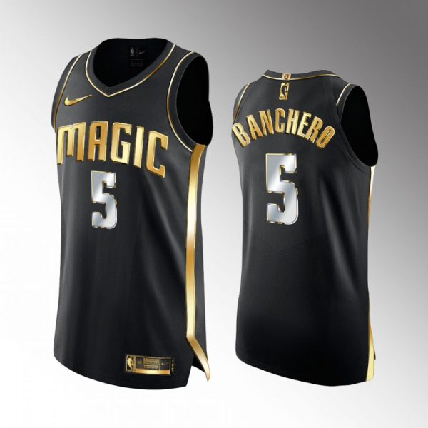 Paolo Banchero Magic #5 Golden Diamond Jersey Black 2022 NBA Draft