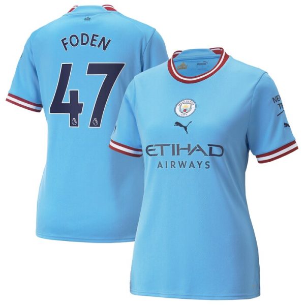 Phil Foden Manchester City Puma Women 2022/23 Home Replica Player Jersey - Sky Blue