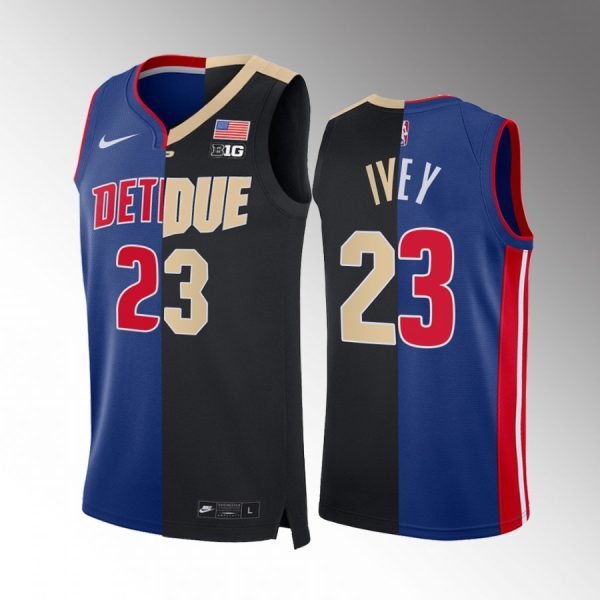 Pistons X Purdue Jaden Ivey 2022 NBA Draft #23 Blue Black Jersey Split Edition