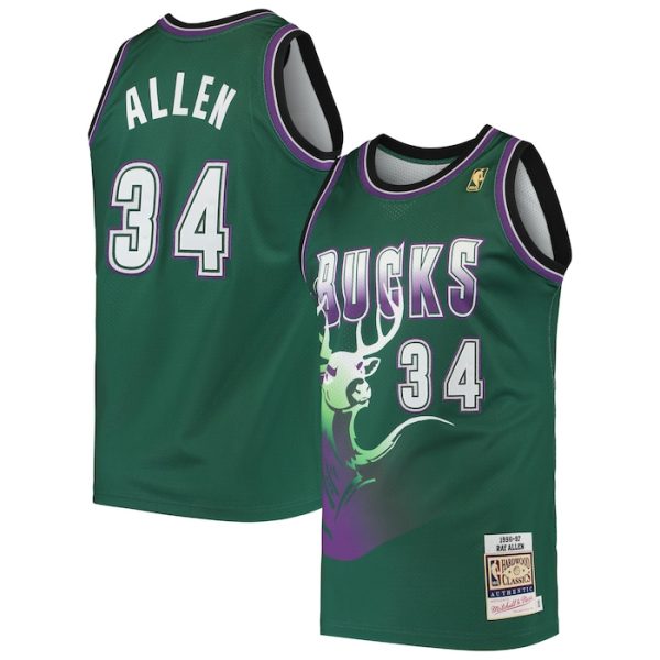 Ray Allen Milwaukee Bucks M&N 1996 Hardwood Classics Jersey - Green