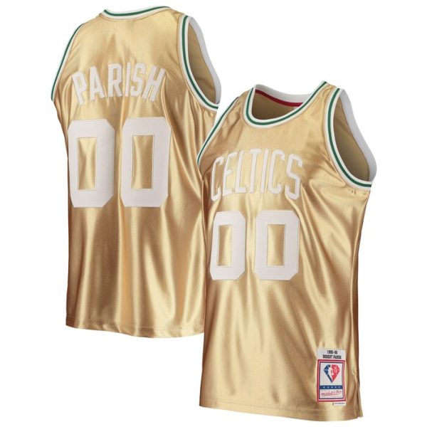 Robert Parish Boston Celtics M&N 75th Anniversary 1985-86 Hardwood Classics Swingman Jersey - Gold