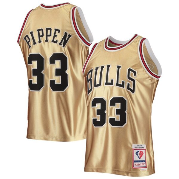 Scottie Pippen Chicago Bulls M&N 75th Anniversary 1997-98 Hardwood Classics Swingman Jersey - Gold