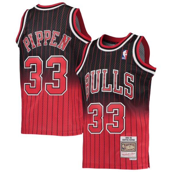 Scottie Pippen Chicago Bulls M&N Youth 1995/96 Hardwood Classics Fadeaway Swingman Player Jersey - Red/Black