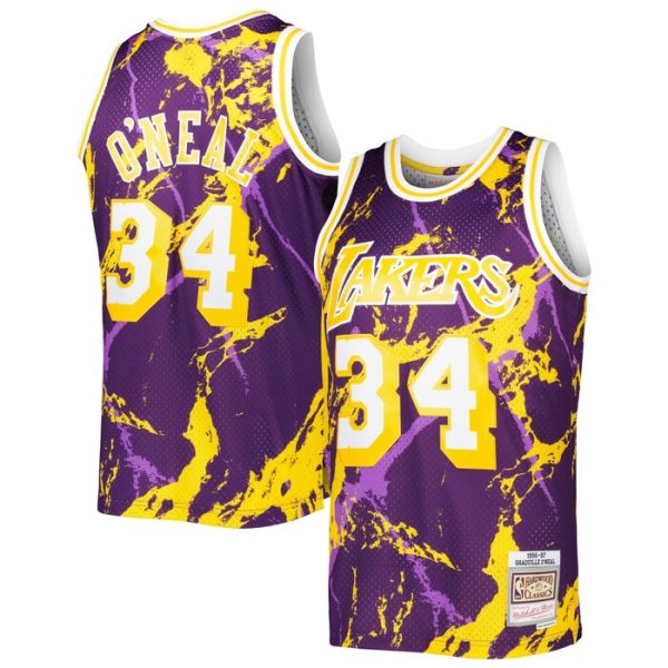 Shaquille O'Neal Los Angeles Lakers M&N 1996-97 Hardwood Classics Marble Swingman Jersey - Purple