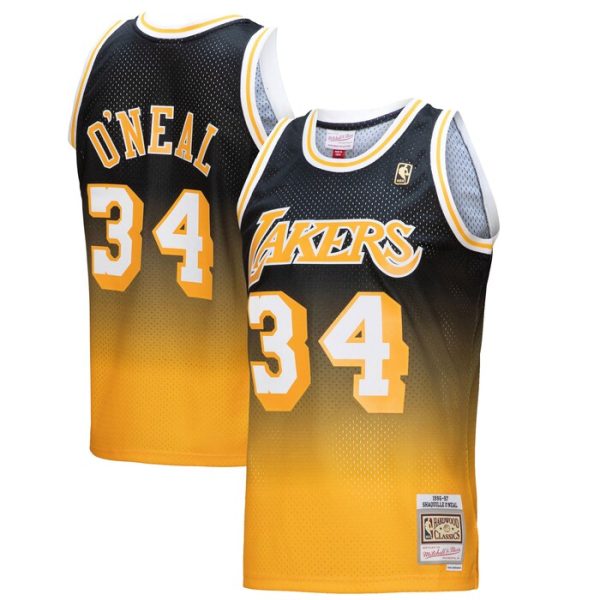 Shaquille O'Neal Los Angeles Lakers M&N 1996/97 Hardwood Classics Fadeaway Swingman Player Jersey - Gold/Black