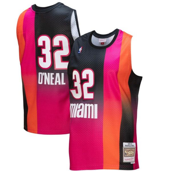 Shaquille O'Neal Miami Heat M&N 2005/06 Hardwood Classics Fadeaway Swingman Player Jersey - Pink/Black