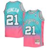 Tim Duncan San Antonio Spurs M&N Youth Hardwood Classics Fadeaway Swingman Player Jersey - Teal/Pink