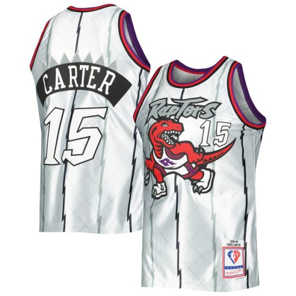 Vince Carter Toronto Raptors M&N 1998-99 Hardwood Classics 75th Anniversary Swingman Jersey - Platinum