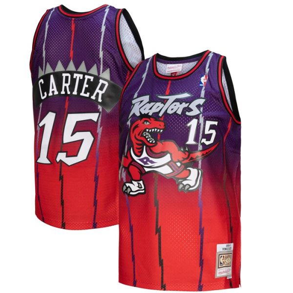 Vince Carter Toronto Raptors M&N 1998/99 Hardwood Classics Fadeaway Swingman Player Jersey - Red/Purple