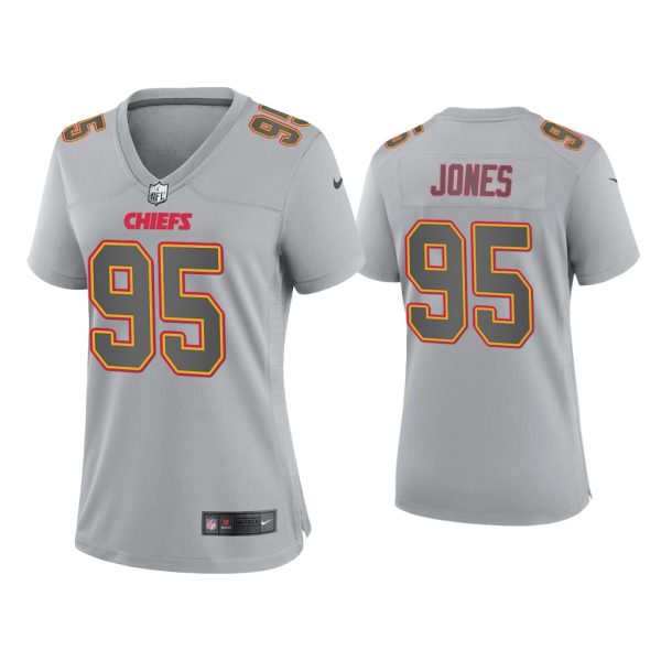 Women Chris Jones Kansas City Chiefs Gray Atmosphere Fashion Game Jersey