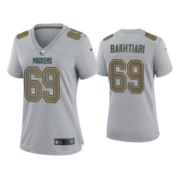 Women David Bakhtiari Green Bay Packers Gray Atmosphere Fashion Game Jersey