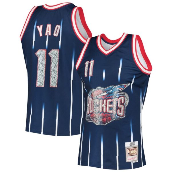 Yao Ming Houston Rockets M&N 1996-97 Hardwood Classics NBA 75th Anniversary Diamond Swingman Jersey - Navy