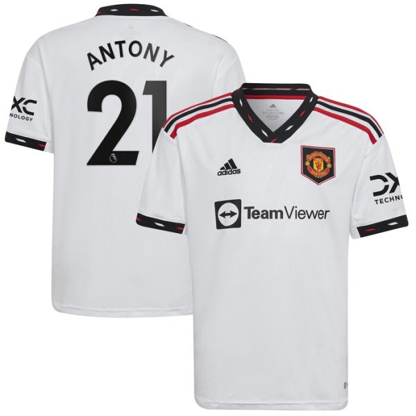 Antony Manchester United Youth 2022-23 Away Replica Player Jersey - White