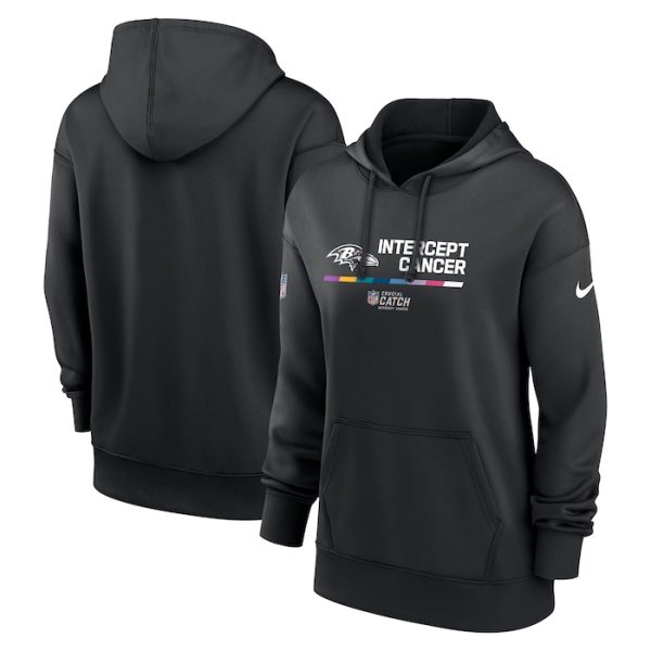 Baltimore Ravens Women 2022 NFL Crucial Catch Therma Performance Pullover Hoodie - Black