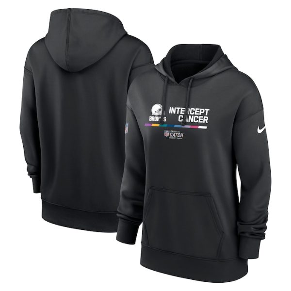 Cleveland Browns Women 2022 NFL Crucial Catch Therma Performance Pullover Hoodie - Black