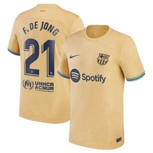 Frenkie de Jong Barcelona 2022-23 Away Replica Player Jersey - Yellow