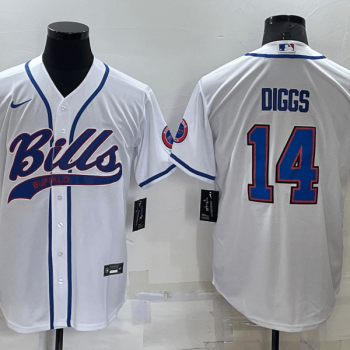 Men Buffalo Bills #14 Stefon Diggs White Stitched Cool Base Baseball Jersey