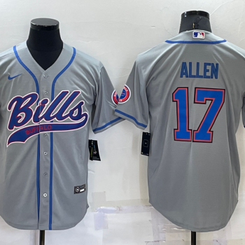 Men Buffalo Bills #17 Josh Allen Grey Stitched Cool Base Baseball Jersey