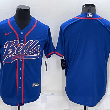 Men Buffalo Bills Blank Blue Stitched MLB Cool Base Baseball Jersey
