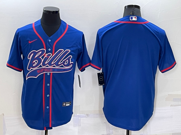Men Buffalo Bills Blank Blue Stitched MLB Cool Base Baseball Jersey