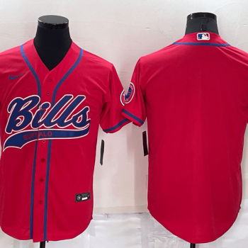 Men Buffalo Bills Blank Red Stitched MLB Cool Base Baseball Jersey