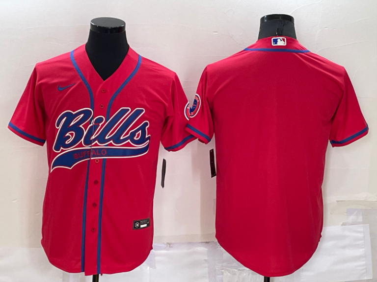 Men Buffalo Bills Blank Red Stitched MLB Cool Base Baseball Jersey