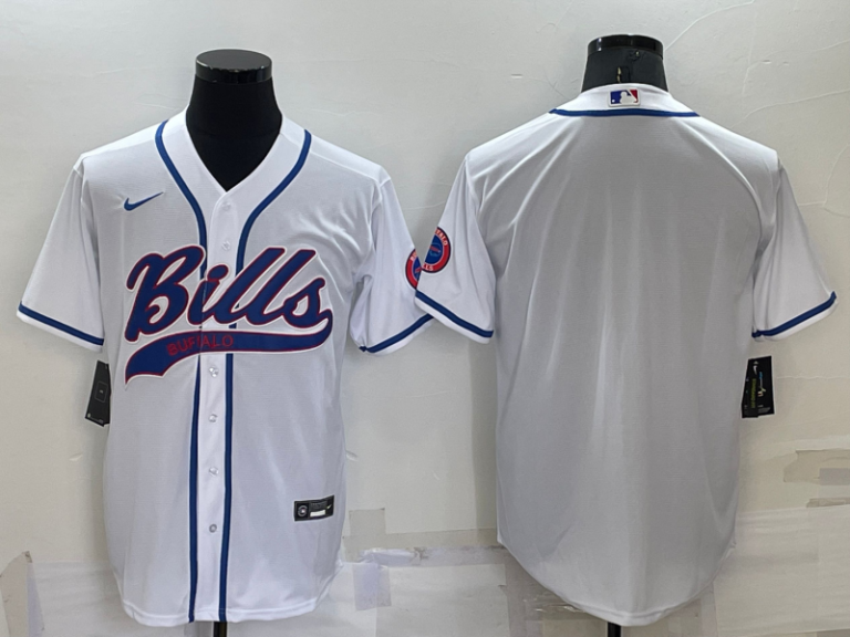 Men Buffalo Bills Blank White Stitched MLB Cool Base Baseball Jersey