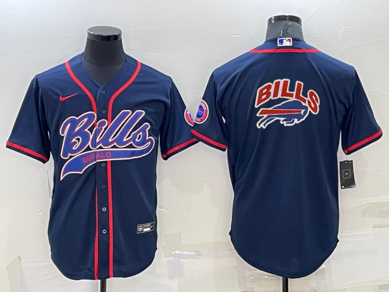 Men Buffalo Bills Royal Team Big Logo With Patch Cool Base Stitched Baseball Jersey