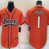 Men Chicago Bears #1 Justin Fields Orange Stitched MLB Cool Base Baseball Jersey