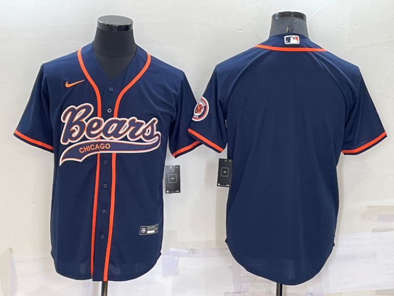 Men Chicago Bears Blank Navy Blue Stitched MLB Cool Base Baseball Jersey