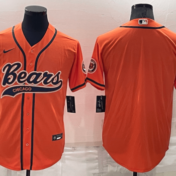 Men Chicago Bears Blank Orange Stitched MLB Cool Base Baseball Jersey