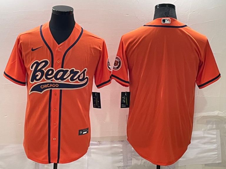 Men Chicago Bears Blank Orange Stitched MLB Cool Base Baseball Jersey