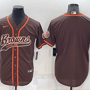 Men Cleveland Browns Blank Brown Stitched MLB Cool Base Baseball Jersey
