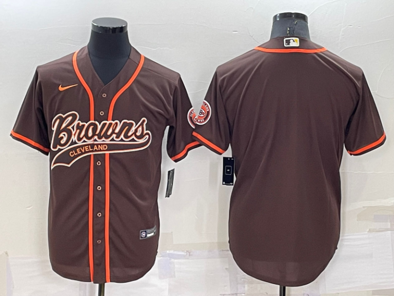 Men Cleveland Browns Blank Brown Stitched MLB Cool Base Baseball Jersey