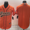 Men Cleveland Browns Blank Orange Stitched MLB Cool Base Baseball Jersey