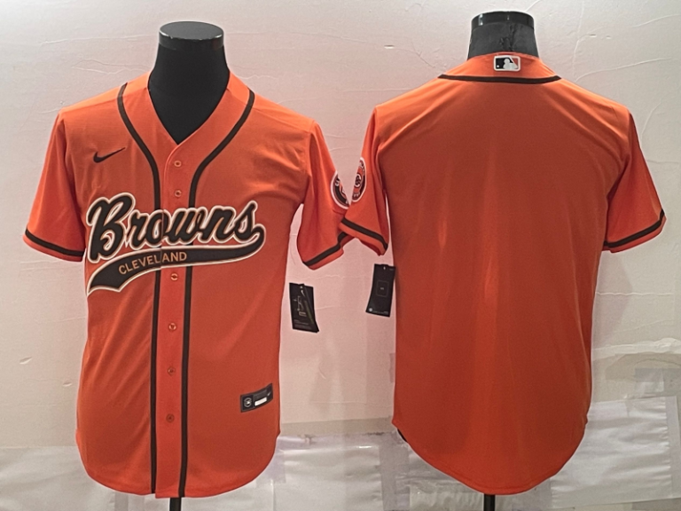 Men Cleveland Browns Blank Orange Stitched MLB Cool Base Baseball Jersey