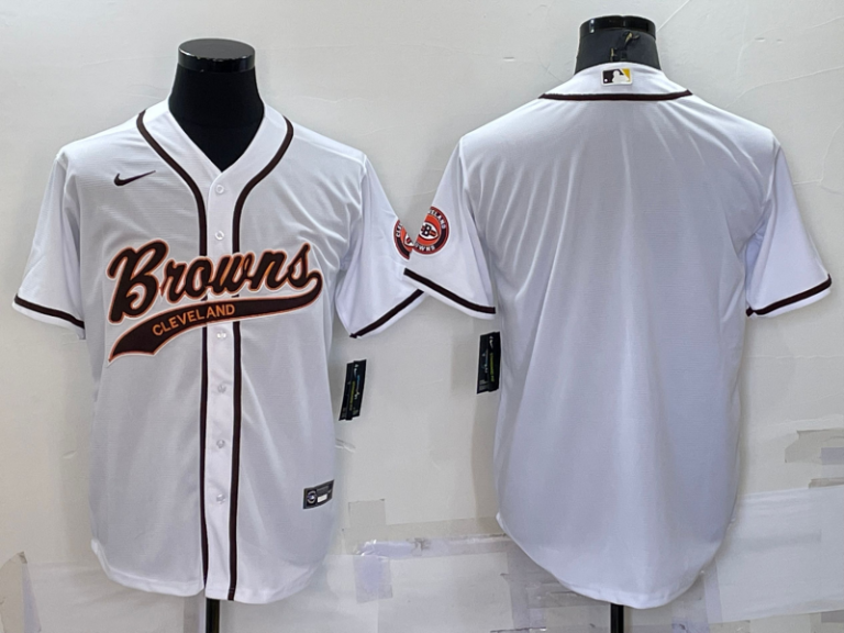 Men Cleveland Browns Blank White Stitched MLB Cool Base Baseball Jersey
