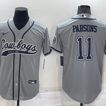 Men Dallas Cowboys #11 Micah Parsons Grey Stitched Cool Base Baseball Jersey