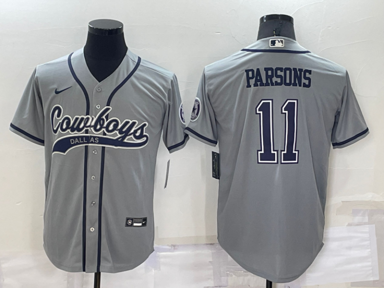 Men Dallas Cowboys #11 Micah Parsons Grey Stitched Cool Base Baseball Jersey