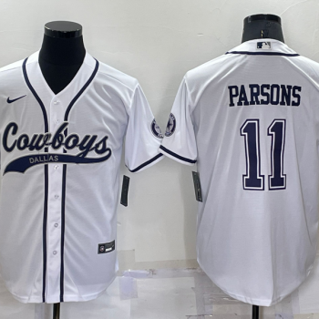 Men Dallas Cowboys #11 Micah Parsons White Stitched Cool Base Baseball Jersey