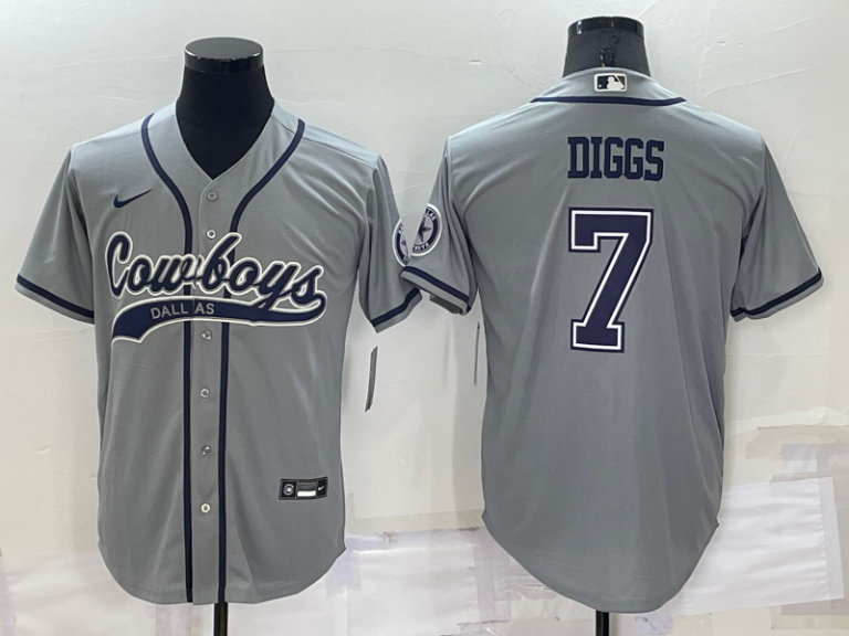 Men Dallas Cowboys #7 Trevon Diggs Grey Stitched Cool Base Baseball Jersey