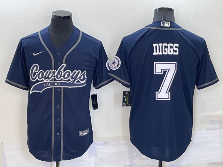 Men Dallas Cowboys #7 Trevon Diggs Navy Blue Stitched Cool Base Baseball Jersey