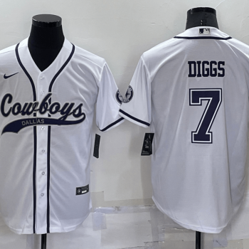 Men Dallas Cowboys #7 Trevon Diggs White Stitched Cool Base Baseball Jersey